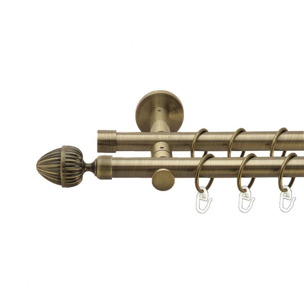 Карниз Orvit Одеон металевий дворядний реверсивний гладка труба кільце металеве Антик 19\19 мм 160 см (00-00013388) Львів - фото 1