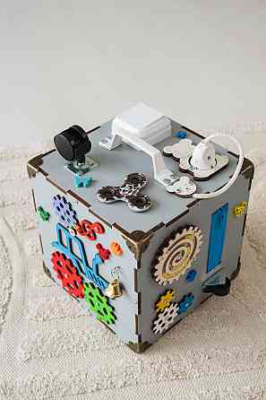 Маленький Бізікуб 23*23*23 Сірий дитячий куб Бізікуб для хлопчика Бізіборд Київ