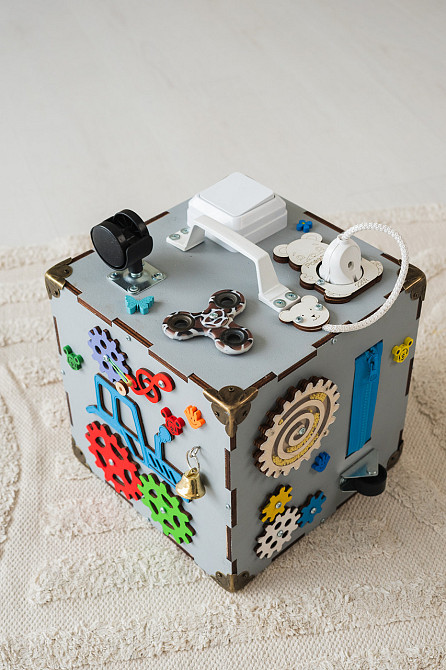 Маленький Бізікуб 23*23*23 Сірий дитячий куб Бізікуб для хлопчика Бізіборд Тернопіль - фото 2