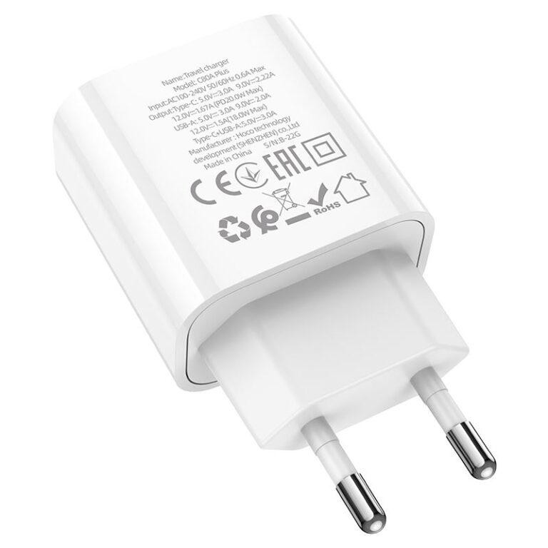 Сетевое зарядное устройство HOCO C80A Plus Rapido PD20W+QC3.0 charger, цвет белый 6931474779885 Одесса - изображение 6