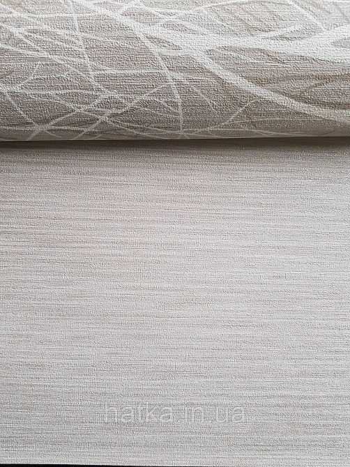 Шпалери вінілові на флізелоїні гарячого тиснення Sintra Atmosphere однотонні тонка смужка сіро-бежеве 512142 Київ - фото 3