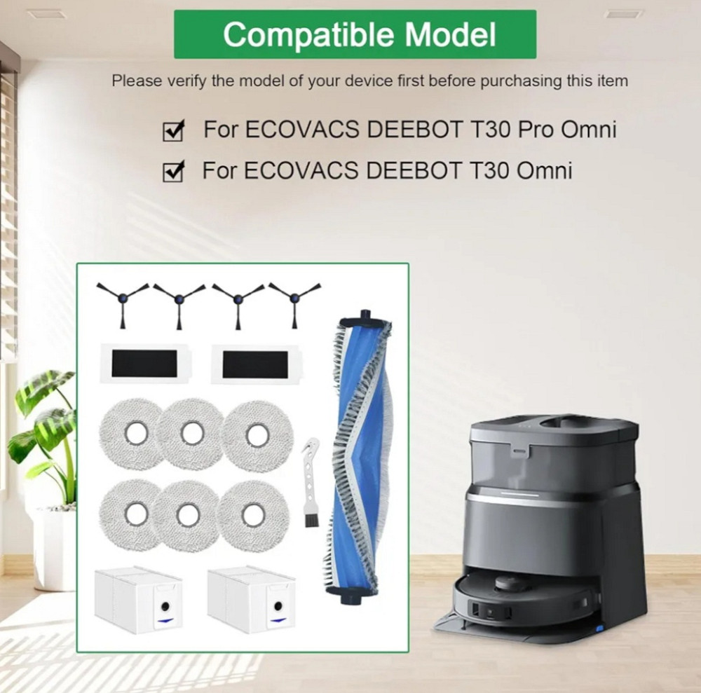 Комплект змінних аксесуарів для Ecovacs Deebot T30 Pro Omni, T30 OMNI, Yeedi M12 Ultra Plus, M12 Pro Луцк - изображение 2
