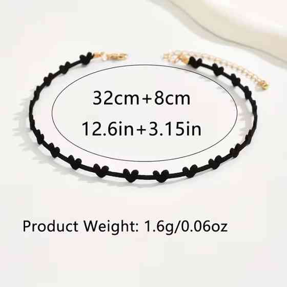 Чокер с черными сердечками – минималистичное ожерелье на шею Киев