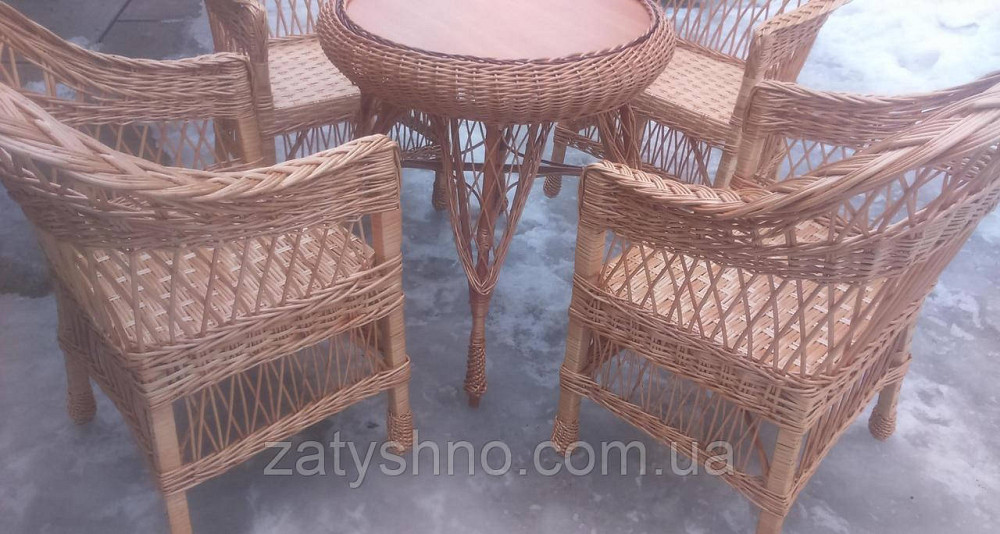 Меблі з лози на чотирьох із круглим столом Київ - фото 5