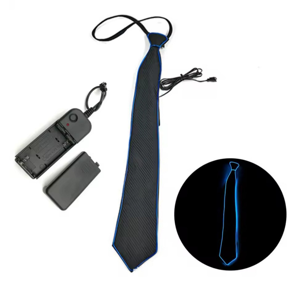 Галстук светодиодный для мужчин и женщин для вечеринки 45 см свет синий галстук черный Киев - изображение 3
