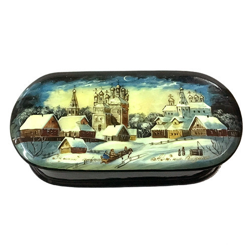 Скринька мініатюра з дерева Зимовий пейзаж Київ - фото 1