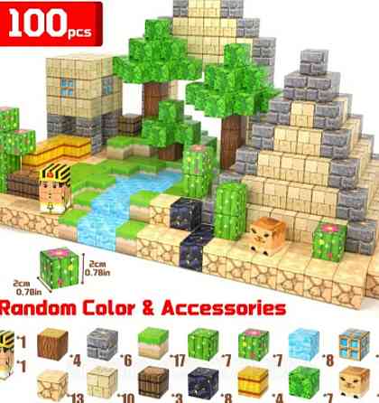 Магнітний конструктор Minecraft 100 блоків – ігровий набір для дітей 6+ | Подарунок для хлопчика Киев