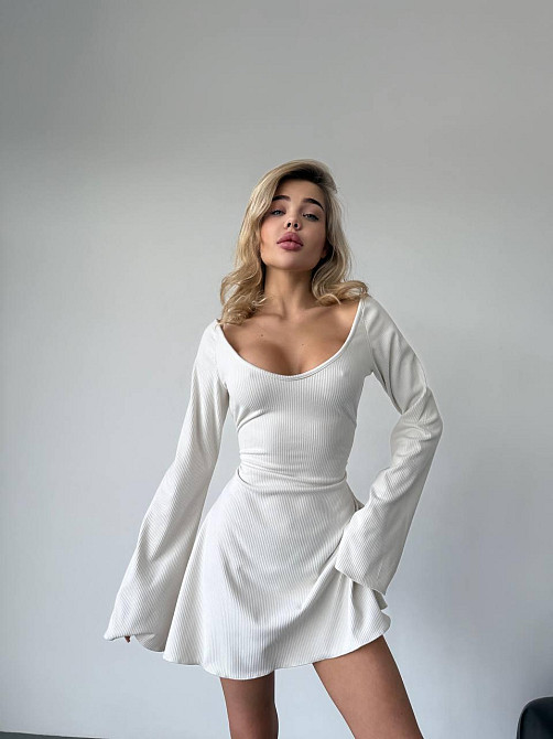 Жіноча романтична тепла міні-сукня з ангори-рубчик Одеса - фото 1