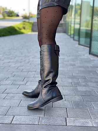 Чоботи жіночі BOGATKO чорні натуральна шкіра висота 36см обхват 36-38см (3895) Коломыя