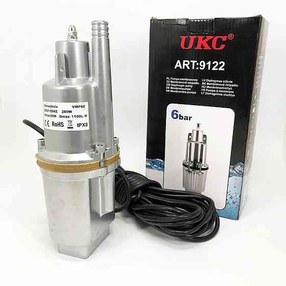 Насос вібраційний 0.25кВт, H 75м, Q 18л/хв, 100мм, 10м кабелю, верхній забір NO-86 Івано-Франківськ