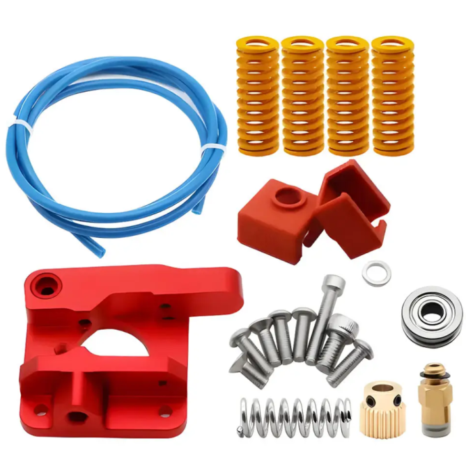 Металевий Екструдер Maccurat для 3D-принтера Ender 3 CR10 з пружинним вирівнюванням,та силіконовим чохлом для блока J-head MK9 Київ - фото 1