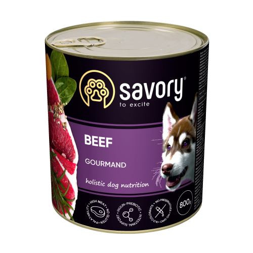 Корм влажный Savory Dog Gourmand Beef паштет для взрослых собак всех пород с говядиной 800 г Киев - изображение 1