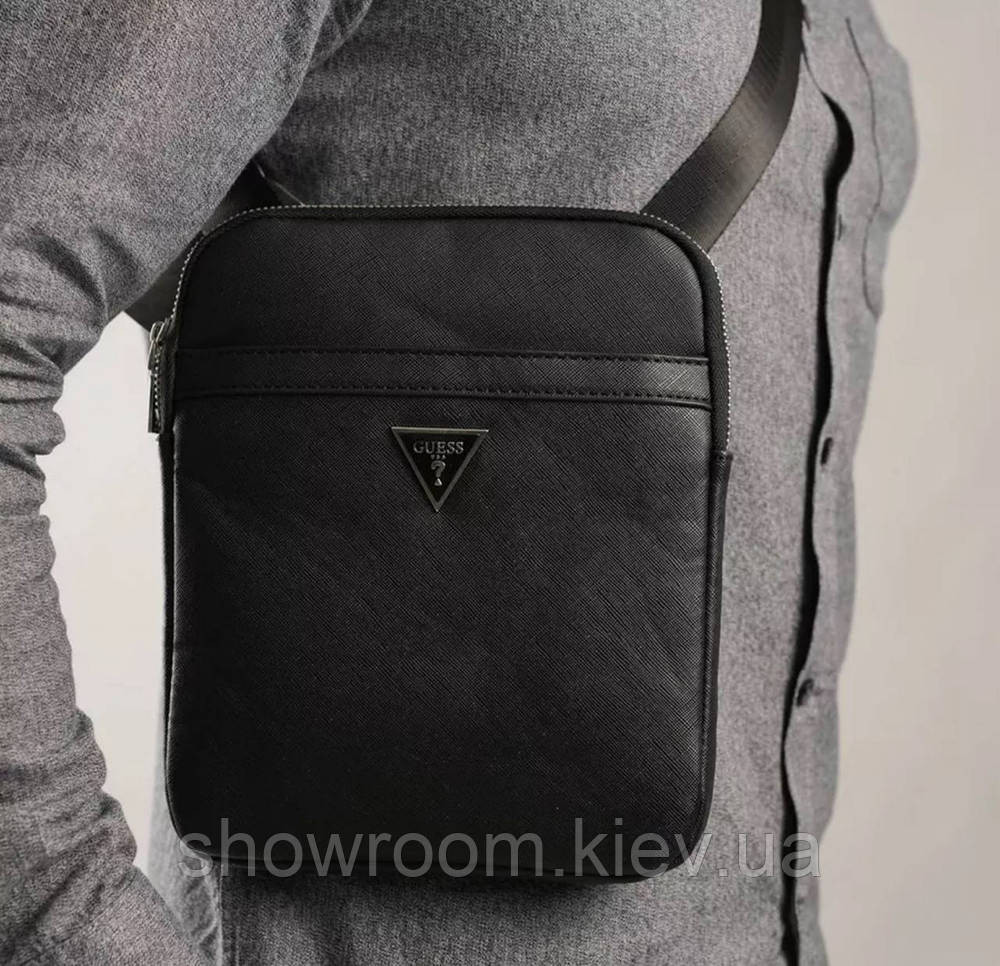 Чоловіча брендова сумка на плече (7513) чорна Київ - фото 5