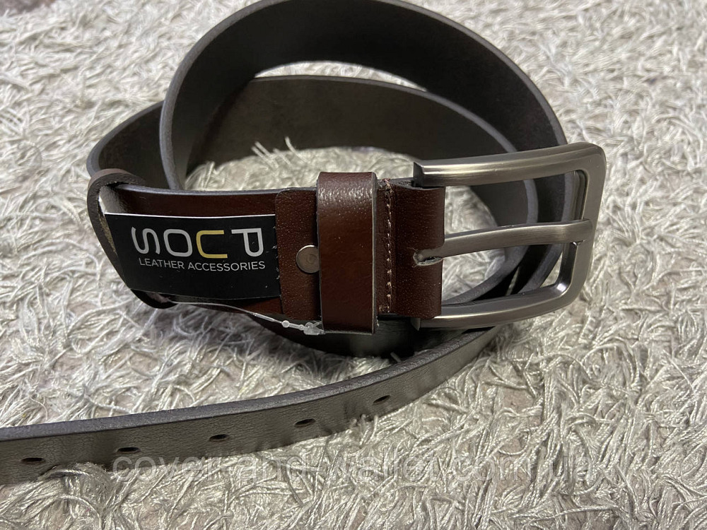 Коричневий шкіряний чоловічий ремінь під джинси 40мм ST Leather Київ - фото 1