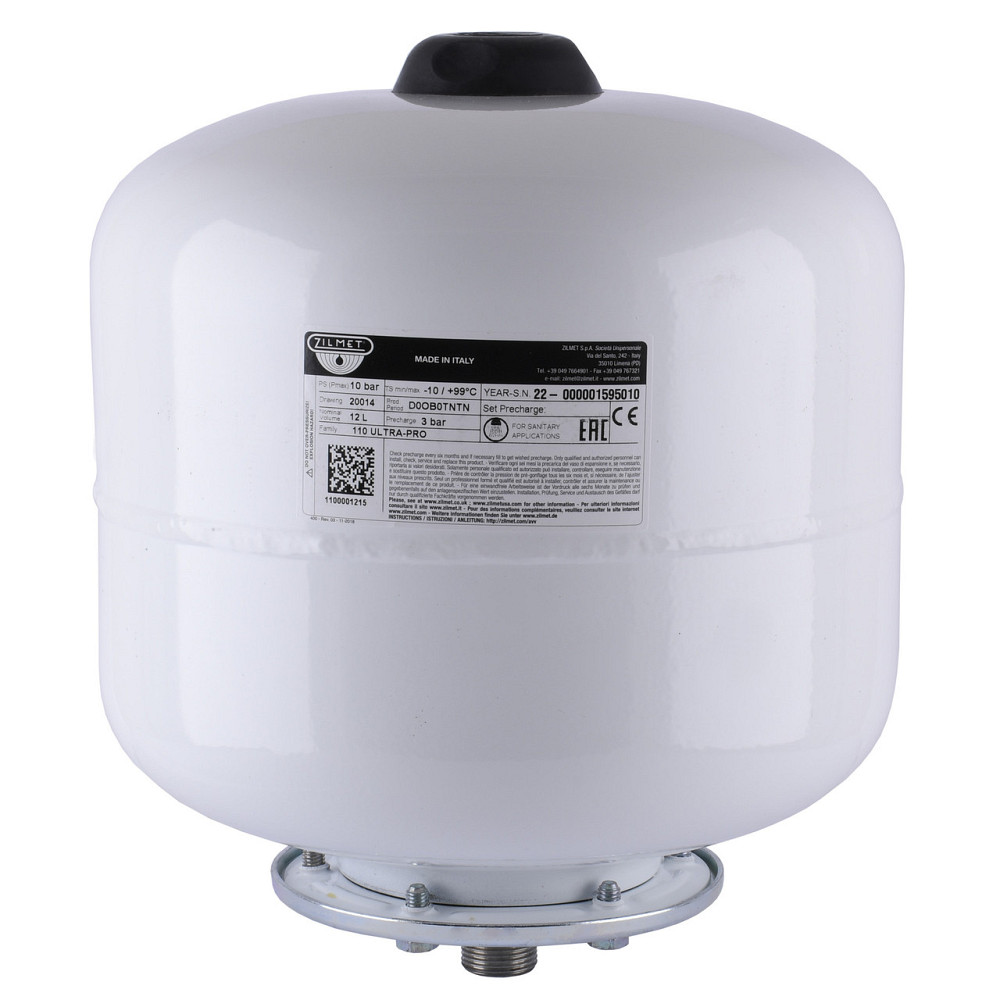 Гидроаккумулятор cо сменной мембраной 12л ZILMET ULTRA-PRO 10bar, белый ( 1100001215 ) (000024319) Киев - изображение 1