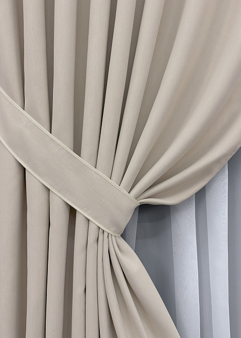 Комплект штор VR-Textil Блекаут двосторонній Scandi № 1904ш Бежевий 150х270 см 2 шт (33-0937) Київ - фото 5