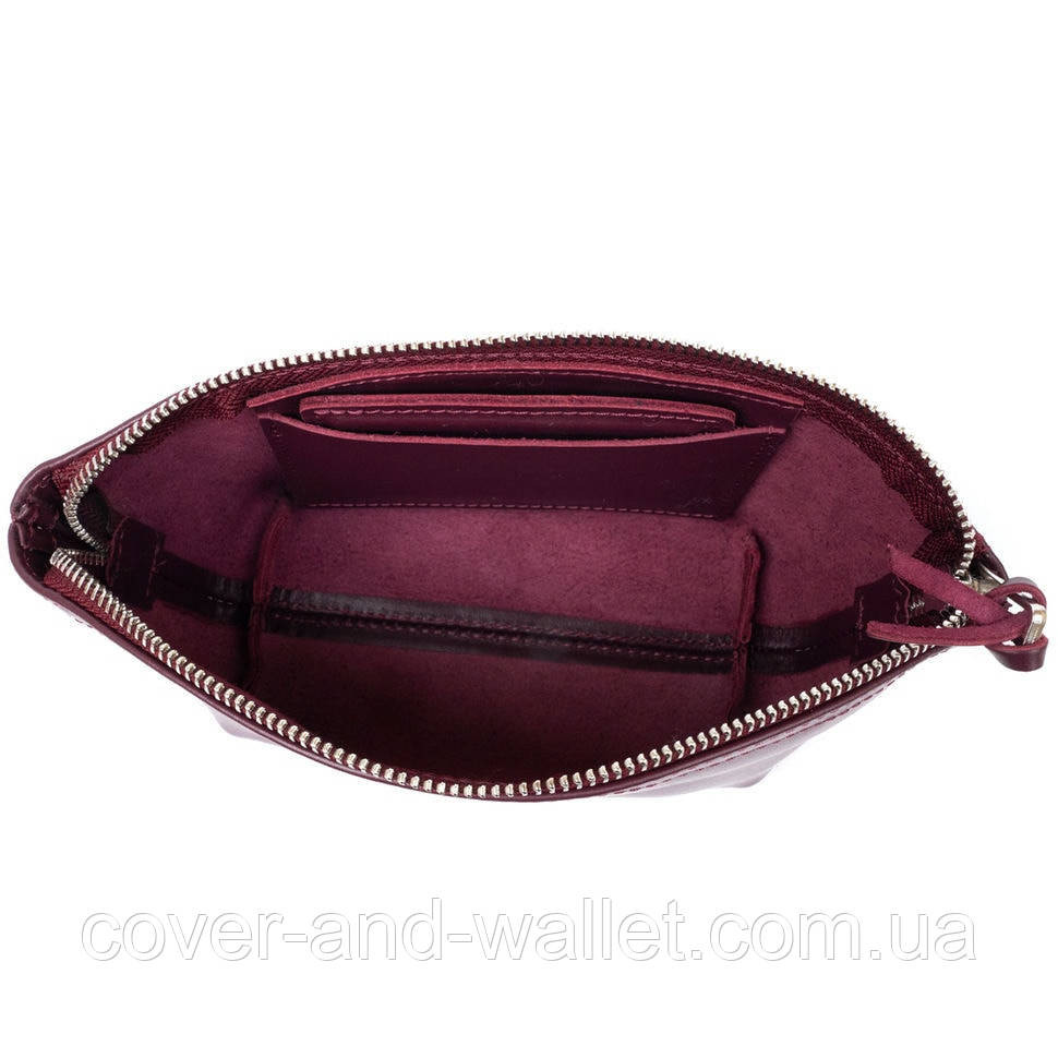 Стильна жіноча шкіряна косметичка червоного кольору Grande Pelle Бордовий Київ - фото 3