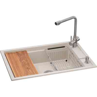 Мийка кухонна GRANADO Optimal Estella terra (+ змішувач Badalona LUX inox + дозатор Redondo inox + кошик+дошка) (ksg0203) Вінниця