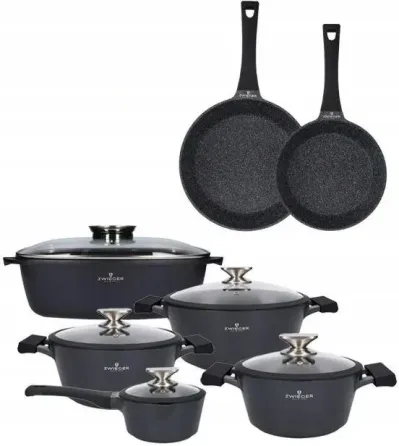 Zwieger Black Stone Комплект 3 Garnków + Кришки 2 Сковорідки Рондель Жаровня (ZWBS36) Киев