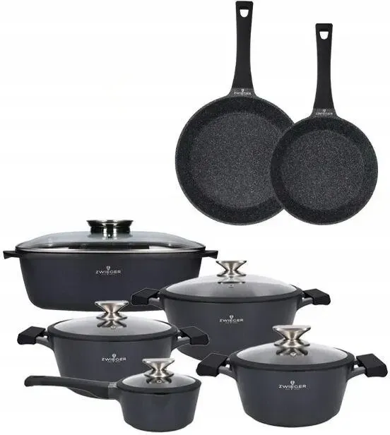 Zwieger Black Stone Комплект 3 Garnków + Кришки 2 Сковорідки Рондель Жаровня (ZWBS36) Киев - изображение 1