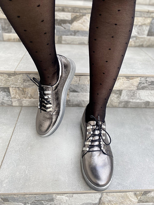 Injers Сліпони жіночі INJERS 195 срібні (весна-осінь, шкіра натуральна) (1304) лише 40р. Коломия - фото 7