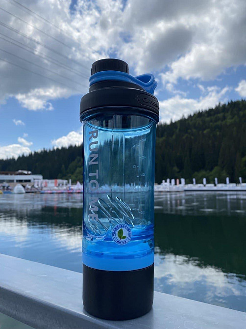 Шейкер спортивний з контейнером Casno 600 мл KXN-1199 з вінчиком Синій Луцьк - фото 3