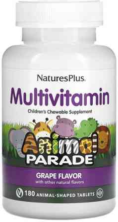 Вітаміни для дітей Nature's Plus Animal Parade Multi-Vitamin and Mineral 180 жов таб Виноград Киев