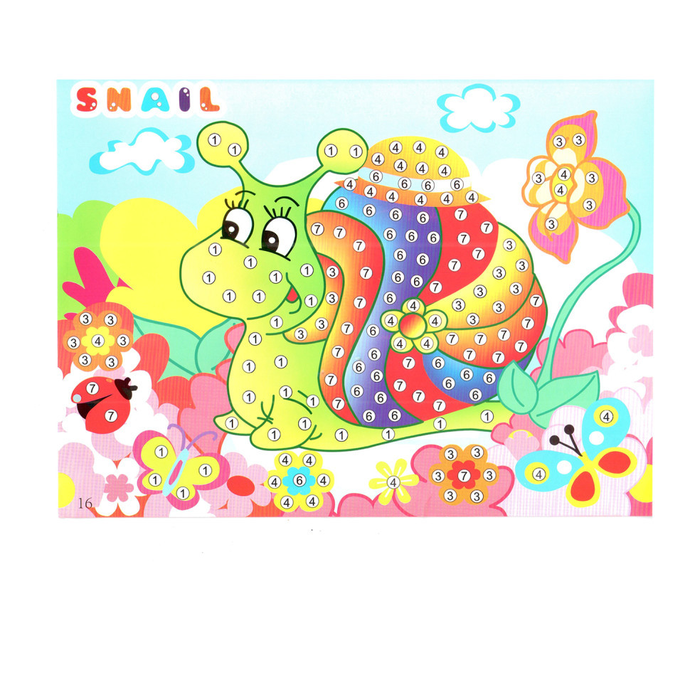 Дитяча мозаїка за номерами "Равлик" 13-126-14 різнокольорові камінчики Вінниця - фото 1