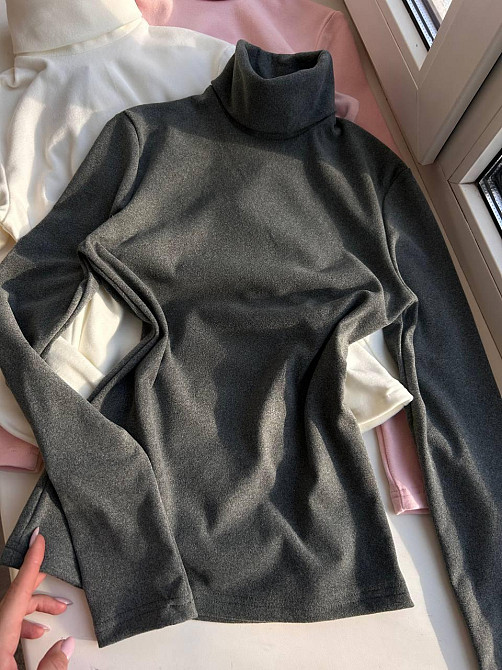 Жіночий теплий базовий гольф ангора на флісі Графіт, 48/52 Одеса - фото 1
