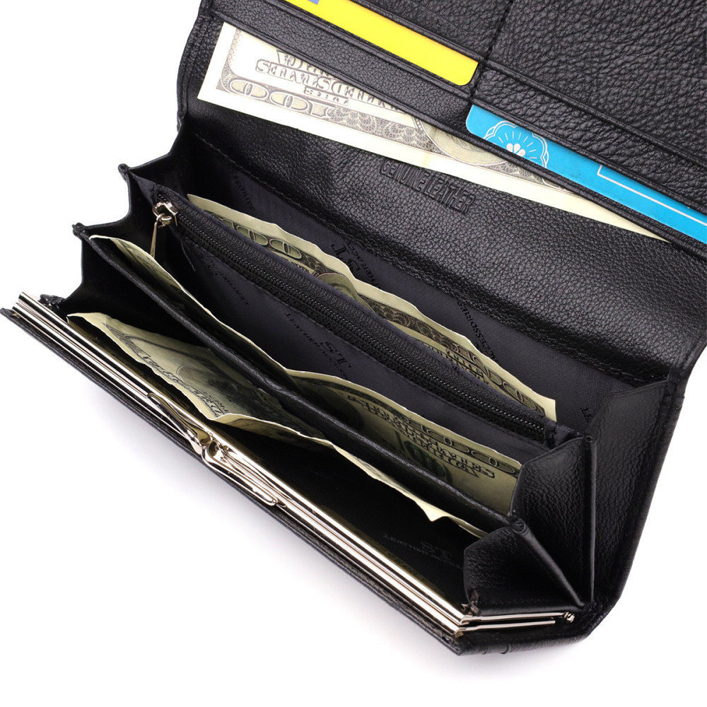 Солидный женский кошелек из натуральной кожи ST Leather 23088 Черный Киев - изображение 8