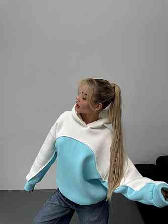 Женская базовая теплая худи на флис турецкая трехнить Бирюза Одесса