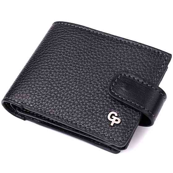 Стильное портмоне из люксовой зернистой кожи флотар Черный (GRANDE PELLE) Киев