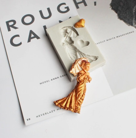 Молд силиконовый Женщина с зонтом 45 на 74 мм серый Киев - изображение 4