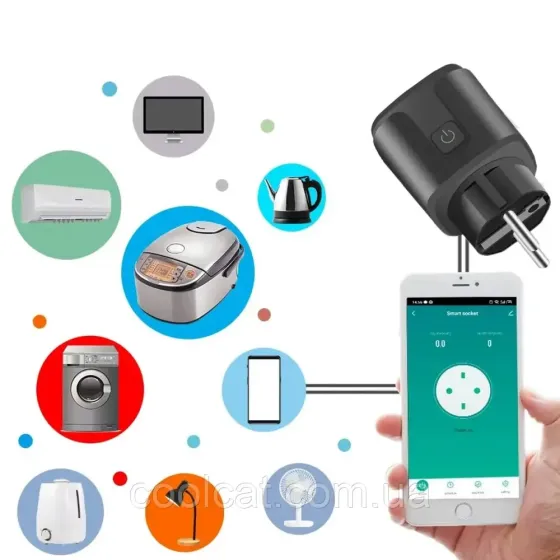 Розумна розетка WiFi з лічильником електроенергії 20А, Tuya Smart 4400Вт / Розетка для моніторингу енергії Київ