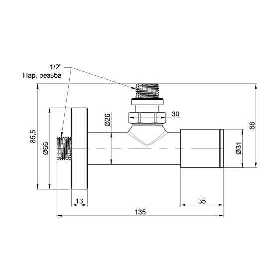 Комплект кранів Thermo Alliance Standart 1/2" НР для сушарки для рушників кутовий SF395W15 Київ