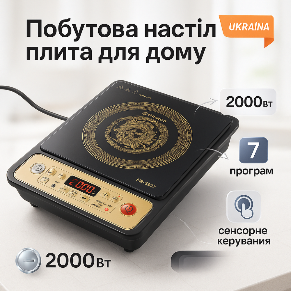 Настольная электроплита удобная Domotec MS-5833 2000Вт, Кухонная плита для маленькой кухни EB-33 Львов - изображение 17