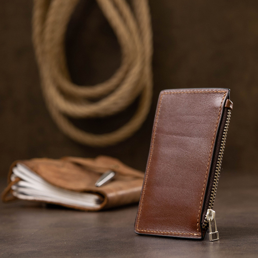 Шкіряний чоловічий картхолдер GRANDE PELLE 11400 Коричневий Київ - фото 6