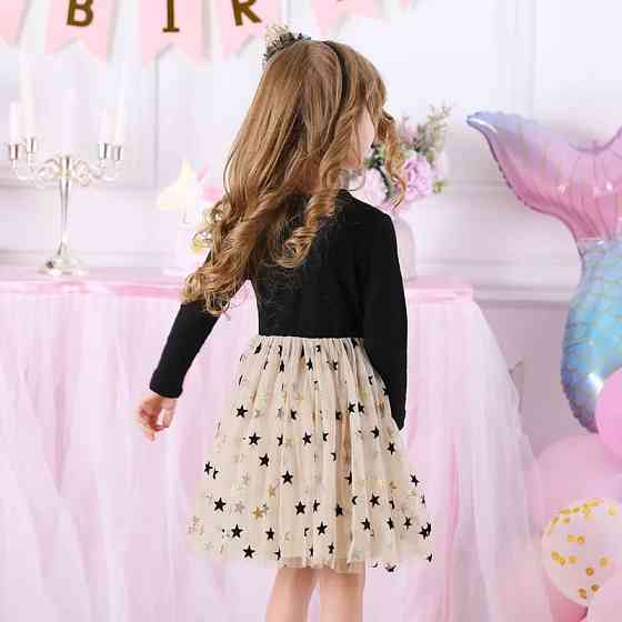 Детское платье со звездочками бежево-черный Киев