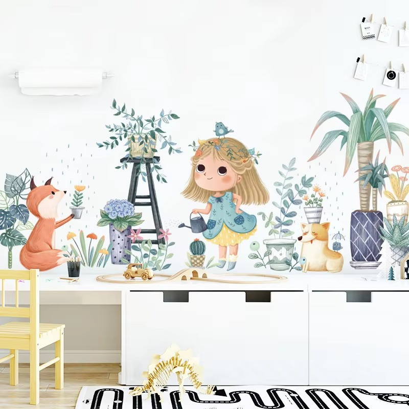 Набір наліпок «Дівчинка з лійкою» вінілові для дитячої кімнати на стіну для дівчаток два полотна по 30х90 см Кам'янець-Подільський - фото 5