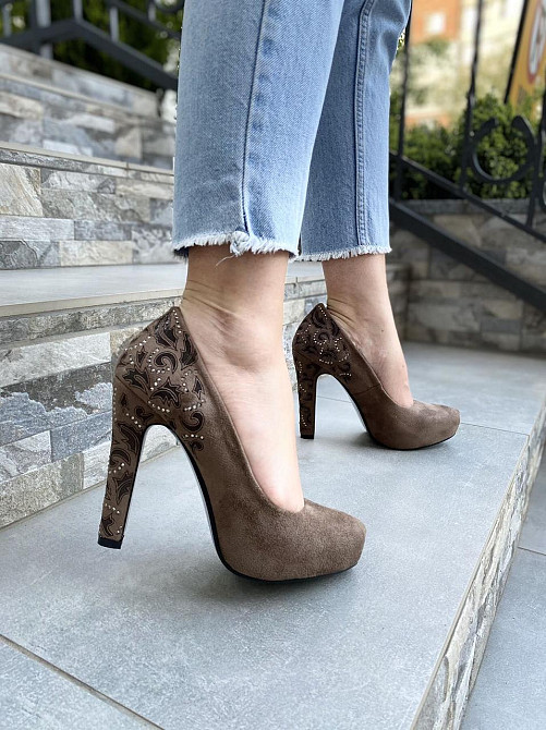 Туфлі жіночі LENA MELIANI капучіно еко-замша каблук 11см (A116-A3281) Коломия - фото 10