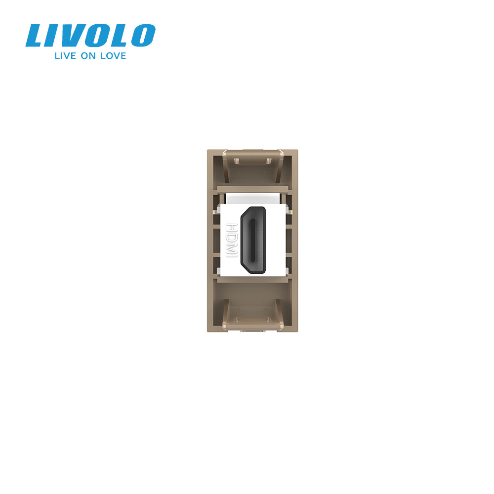 HDMI розетка LIVOLO 1.4, золота, модуль 0.5 поста, для телевізора / ПК (VL-FCHD-1AP) Коломыя - изображение 4