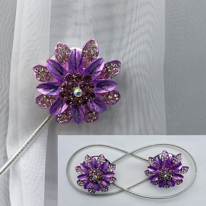 Магніти для штор та гардин "Flowers" набір 2 шт Бузковий (81-193) Київ - фото 1