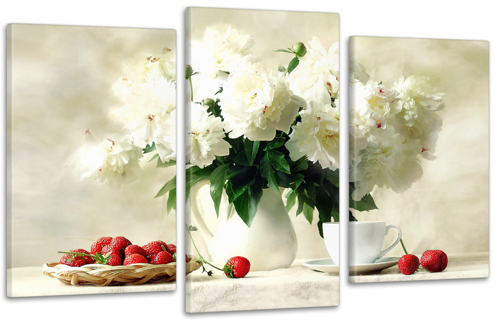 Модульная картина в гостиную / спальню  Білі піони у вазі    Art-695_3 100x150 см Київ - фото 1