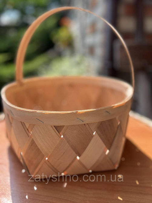 Кошик плетений зі шпону великий Київ - фото 1