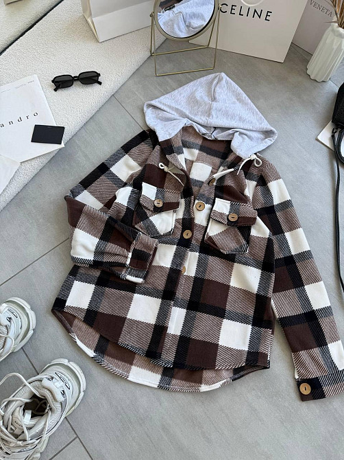 Жіноча тепла оверсайз сорочка з капюшоном турецький двосторонній фліс Полар Шоколад, 48/52 Одеса - фото 3