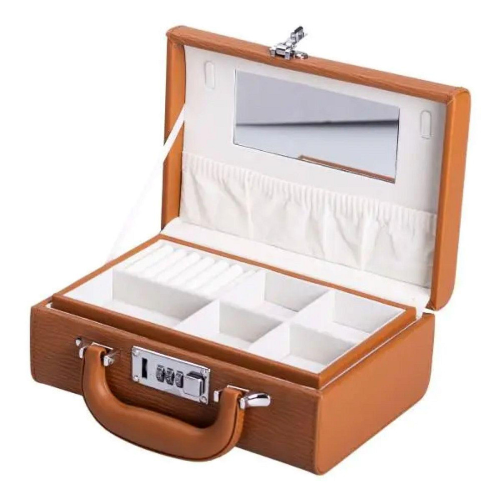 Скринька для прикрас з еко шкіри 2 яруси з кодовим замком органайзер для ювелірних виробів HP-5-24R Київ - фото 3