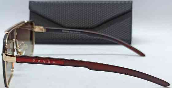 Брендовые мужские очки маска коричневый градиент в золотом металле. Киев