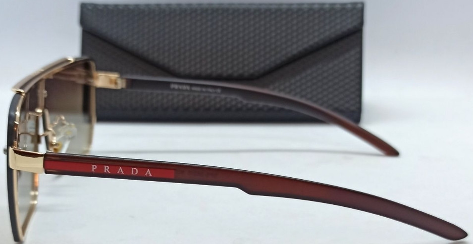 Брендовые мужские очки маска коричневый градиент в золотом металле. Киев - изображение 5