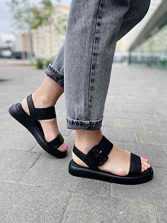 teona Босоніжки жіночі чорні TEONA 286 (5239) літні шкіряні / Стильні босоніжки на низькому ход Коломия