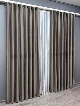 Комплект готових штор VR-Textil Оксамит (бархат) № 1553ш Сірий 140х295 см 2 шт (39-0064) Київ